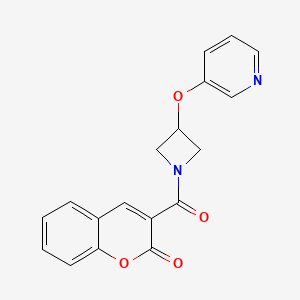 molecular formula C18H14N2O4 B2942222 3-(3-(吡啶-3-氧基)氮杂环丁-1-羰基)-2H-色满-2-酮 CAS No. 1903225-15-9