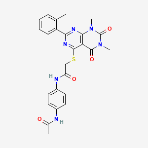 molecular formula C25H24N6O4S B2942224 N-(4-乙酰氨基苯基)-2-((6,8-二甲基-5,7-二氧代-2-(邻甲苯基)-5,6,7,8-四氢嘧啶并[4,5-d]嘧啶-4-基)硫代)乙酰胺 CAS No. 921080-30-0