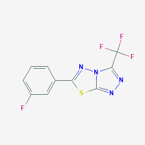 molecular formula C10H4F4N4S B294223 6-(3-Fluorophenyl)-3-(trifluoromethyl)[1,2,4]triazolo[3,4-b][1,3,4]thiadiazole 