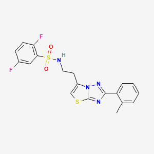 molecular formula C19H16F2N4O2S2 B2942238 2,5-difluoro-N-(2-(2-(o-tolyl)thiazolo[3,2-b][1,2,4]triazol-6-yl)ethyl)benzenesulfonamide CAS No. 946206-34-4