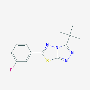 molecular formula C13H13FN4S B294224 3-Tert-butyl-6-(3-fluorophenyl)[1,2,4]triazolo[3,4-b][1,3,4]thiadiazole 