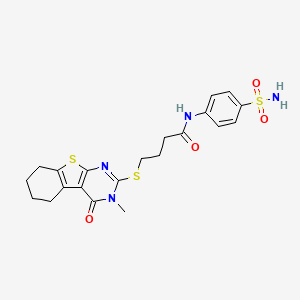 4-[(3-methyl-4-oxo-5,6,7,8-tetrahydro-[1]benzothiolo[2,3-d]pyrimidin-2-yl)sulfanyl]-N-(4-sulfamoylphenyl)butanamide