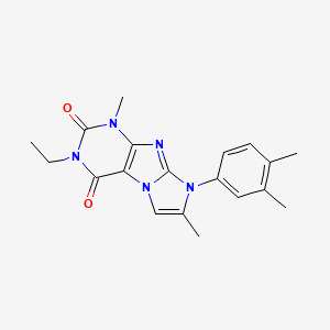 molecular formula C19H21N5O2 B2942275 8-(3,4-dimethylphenyl)-3-ethyl-1,7-dimethyl-1H-imidazo[2,1-f]purine-2,4(3H,8H)-dione CAS No. 877643-77-1