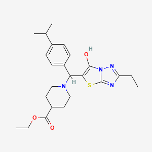 Ethyl 1-((2-ethyl-6-hydroxythiazolo[3,2-b][1,2,4]triazol-5-yl)(4-isopropylphenyl)methyl)piperidine-4-carboxylate