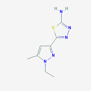 molecular formula C8H11N5S B2942283 5-(1-ethyl-5-methyl-1H-pyrazol-3-yl)-1,3,4-thiadiazol-2-amine CAS No. 1946813-21-3