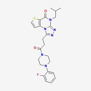 molecular formula C24H27FN6O2S B2942284 1-(3-(4-(2-氟苯基)哌嗪-1-基)-3-氧代丙基)-4-异丁基噻吩并[2,3-e][1,2,4]三唑并[4,3-a]嘧啶-5(4H)-酮 CAS No. 1219200-52-8