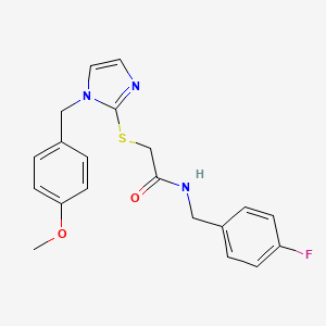 molecular formula C20H20FN3O2S B2942290 N-[(4-fluorophenyl)methyl]-2-({1-[(4-methoxyphenyl)methyl]-1H-imidazol-2-yl}sulfanyl)acetamide CAS No. 869346-59-8