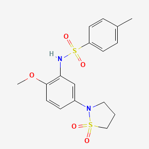 molecular formula C17H20N2O5S2 B2942293 N-(5-(1,1-二氧化异噻唑烷-2-基)-2-甲氧基苯基)-4-甲基苯磺酰胺 CAS No. 946343-12-0