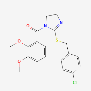 molecular formula C19H19ClN2O3S B2942295 (2-((4-chlorobenzyl)thio)-4,5-dihydro-1H-imidazol-1-yl)(2,3-dimethoxyphenyl)methanone CAS No. 851801-62-2