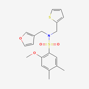 N-(furan-3-ylmethyl)-2-methoxy-4,5-dimethyl-N-(thiophen-2-ylmethyl)benzenesulfonamide