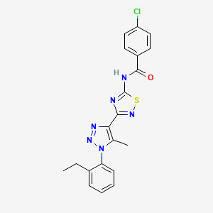 molecular formula C20H17ClN6OS B2942314 4-氯-N-{3-[1-(2-乙基苯基)-5-甲基-1H-1,2,3-三唑-4-基]-1,2,4-噻二唑-5-基}苯甲酰胺 CAS No. 895101-42-5