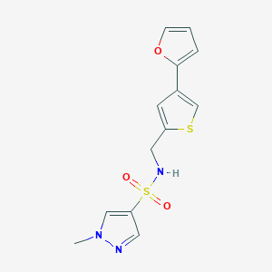 molecular formula C13H13N3O3S2 B2942317 N-[[4-(Furan-2-yl)thiophen-2-yl]methyl]-1-methylpyrazole-4-sulfonamide CAS No. 2379996-47-9