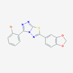 molecular formula C16H9BrN4O2S B294232 6-(1,3-Benzodioxol-5-yl)-3-(2-bromophenyl)[1,2,4]triazolo[3,4-b][1,3,4]thiadiazole 