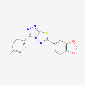 molecular formula C17H12N4O2S B294233 6-(1,3-Benzodioxol-5-yl)-3-(4-methylphenyl)[1,2,4]triazolo[3,4-b][1,3,4]thiadiazole 