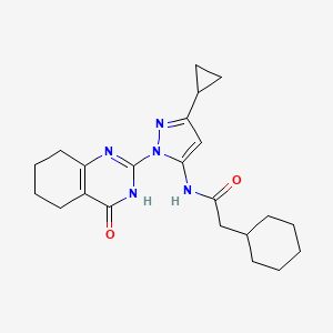 molecular formula C22H29N5O2 B2942336 2-cyclohexyl-N-(3-cyclopropyl-1-(4-oxo-3,4,5,6,7,8-hexahydroquinazolin-2-yl)-1H-pyrazol-5-yl)acetamide CAS No. 1207019-67-7