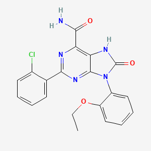 molecular formula C20H16ClN5O3 B2942338 2-(2-chlorophenyl)-9-(2-ethoxyphenyl)-8-oxo-8,9-dihydro-7H-purine-6-carboxamide CAS No. 899970-95-7