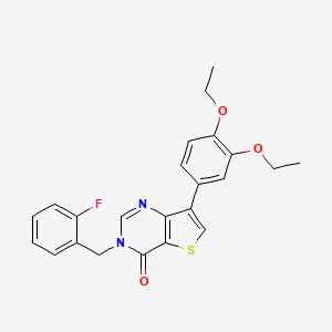 molecular formula C23H21FN2O3S B2942346 7-(3,4-diethoxyphenyl)-3-(2-fluorobenzyl)thieno[3,2-d]pyrimidin-4(3H)-one CAS No. 1207021-72-4
