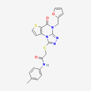 2-((4-(furan-2-ylmethyl)-5-oxo-4,5-dihydrothieno[2,3-e][1,2,4]triazolo[4,3-a]pyrimidin-1-yl)thio)-N-(p-tolyl)acetamide