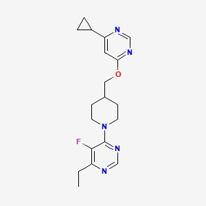 molecular formula C19H24FN5O B2942367 4-(4-(((6-Cyclopropylpyrimidin-4-yl)oxy)methyl)piperidin-1-yl)-6-ethyl-5-fluoropyrimidine CAS No. 2310141-55-8