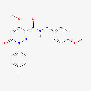 molecular formula C21H21N3O4 B2942386 4-甲氧基-N-[(4-甲氧基苯基)甲基]-1-(4-甲基苯基)-6-氧代吡rida嗪-3-甲酰胺 CAS No. 946380-22-9