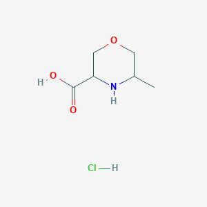 molecular formula C6H12ClNO3 B2942393 5-Methylmorpholine-3-carboxylic acid hydrochloride CAS No. 1796882-04-6