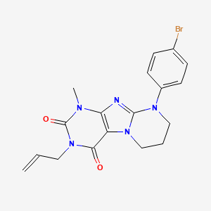 molecular formula C18H18BrN5O2 B2942396 9-(4-bromophenyl)-1-methyl-3-prop-2-enyl-7,8-dihydro-6H-purino[7,8-a]pyrimidine-2,4-dione CAS No. 873076-64-3