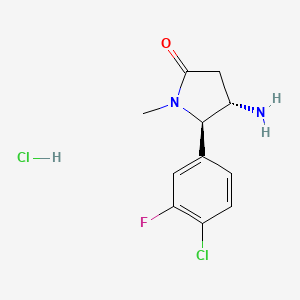 molecular formula C11H13Cl2FN2O B2942398 (4S,5R)-4-Amino-5-(4-chloro-3-fluorophenyl)-1-methylpyrrolidin-2-one;hydrochloride CAS No. 2155840-14-3