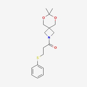 molecular formula C17H23NO3S B2942403 1-(7,7-Dimethyl-6,8-dioxa-2-azaspiro[3.5]nonan-2-yl)-3-(phenylthio)propan-1-one CAS No. 1396888-94-0