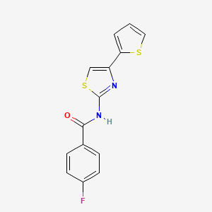 molecular formula C14H9FN2OS2 B2942408 4-fluoro-N-[4-(thiophen-2-yl)-1,3-thiazol-2-yl]benzamide CAS No. 313365-84-3