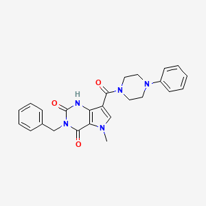 molecular formula C25H25N5O3 B2942410 3-benzyl-5-methyl-7-(4-phenylpiperazine-1-carbonyl)-1H-pyrrolo[3,2-d]pyrimidine-2,4(3H,5H)-dione CAS No. 921783-61-1