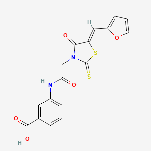 (Z)-3-(2-(5-(furan-2-ylmethylene)-4-oxo-2-thioxothiazolidin-3-yl)acetamido)benzoic acid