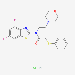 molecular formula C21H22ClF2N3O2S2 B2942426 N-(4,6-difluorobenzo[d]thiazol-2-yl)-N-(2-morpholinoethyl)-2-(phenylthio)acetamide hydrochloride CAS No. 1215726-49-0