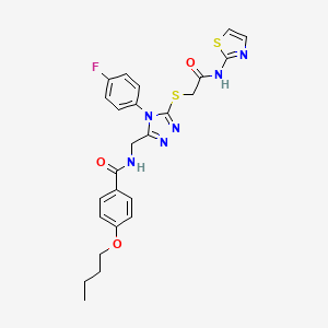 4-butoxy-N-((4-(4-fluorophenyl)-5-((2-oxo-2-(thiazol-2-ylamino)ethyl)thio)-4H-1,2,4-triazol-3-yl)methyl)benzamide
