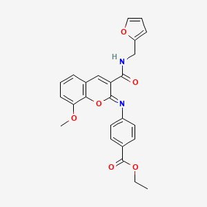 ethyl 4-({(2Z)-3-[(furan-2-ylmethyl)carbamoyl]-8-methoxy-2H-chromen-2-ylidene}amino)benzoate