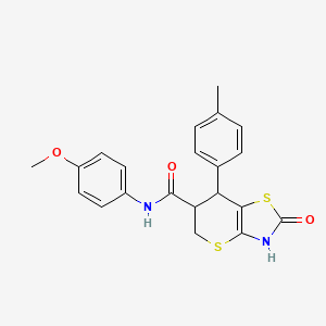 molecular formula C21H20N2O3S2 B2942463 N-(4-methoxyphenyl)-7-(4-methylphenyl)-2-oxo-3,5,6,7-tetrahydro-2H-thiopyrano[2,3-d][1,3]thiazole-6-carboxamide CAS No. 954298-32-9