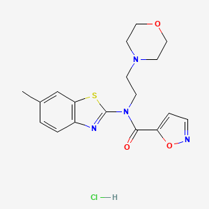 molecular formula C18H21ClN4O3S B2942466 N-(6-methylbenzo[d]thiazol-2-yl)-N-(2-morpholinoethyl)isoxazole-5-carboxamide hydrochloride CAS No. 1185068-68-1