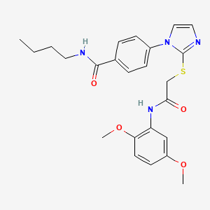 molecular formula C24H28N4O4S B2942469 N-butyl-4-(2-((2-((2,5-dimethoxyphenyl)amino)-2-oxoethyl)thio)-1H-imidazol-1-yl)benzamide CAS No. 1206987-25-8