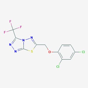 molecular formula C11H5Cl2F3N4OS B294248 2,4-Dichlorophenyl [3-(trifluoromethyl)[1,2,4]triazolo[3,4-b][1,3,4]thiadiazol-6-yl]methyl ether 