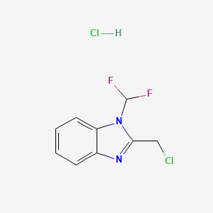 molecular formula C9H8Cl2F2N2 B2942487 2-(chloromethyl)-1-(difluoromethyl)-1H-benzimidazole hydrochloride CAS No. 1153151-54-2
