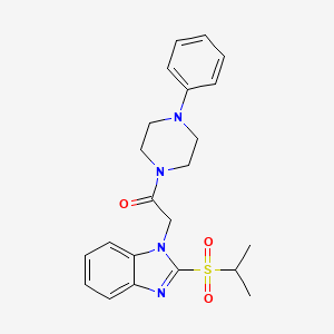 molecular formula C22H26N4O3S B2942491 2-(2-(isopropylsulfonyl)-1H-benzo[d]imidazol-1-yl)-1-(4-phenylpiperazin-1-yl)ethanone CAS No. 886903-37-3