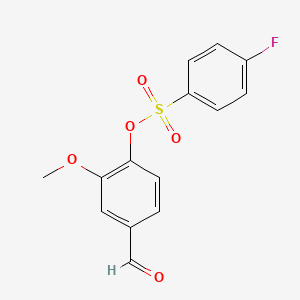 molecular formula C14H11FO5S B2942496 4-Formyl-2-methoxyphenyl 4-fluorobenzenesulfonate CAS No. 387873-56-5