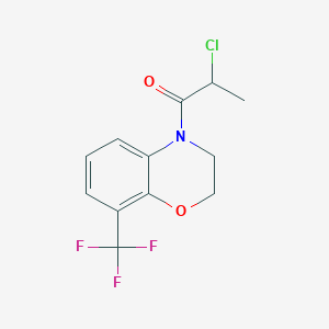 molecular formula C12H11ClF3NO2 B2942509 2-Chloro-1-[8-(trifluoromethyl)-2,3-dihydro-1,4-benzoxazin-4-yl]propan-1-one CAS No. 2411291-29-5