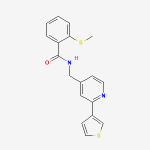 molecular formula C18H16N2OS2 B2942518 2-(methylthio)-N-((2-(thiophen-3-yl)pyridin-4-yl)methyl)benzamide CAS No. 2034448-22-9