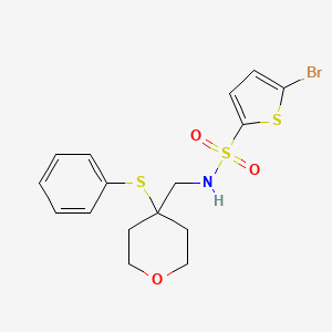 5-bromo-N-((4-(phenylthio)tetrahydro-2H-pyran-4-yl)methyl)thiophene-2-sulfonamide