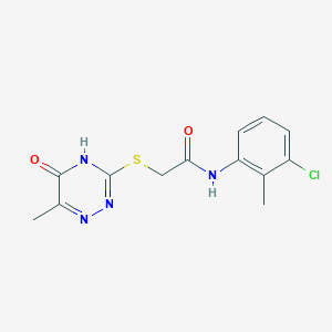 molecular formula C13H13ClN4O2S B2942539 N-(3-chloro-2-methylphenyl)-2-((6-methyl-5-oxo-4,5-dihydro-1,2,4-triazin-3-yl)thio)acetamide CAS No. 577754-37-1