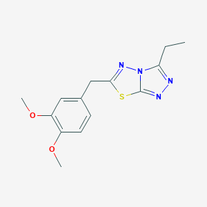 molecular formula C14H16N4O2S B294254 6-(3,4-Dimethoxybenzyl)-3-ethyl[1,2,4]triazolo[3,4-b][1,3,4]thiadiazole 