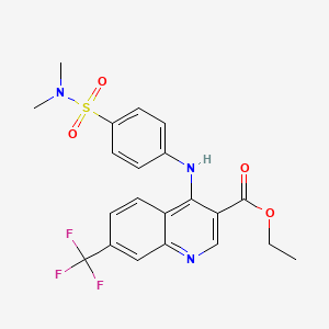 molecular formula C21H20F3N3O4S B2942541 ethyl 4-((4-(N,N-dimethylsulfamoyl)phenyl)amino)-7-(trifluoromethyl)quinoline-3-carboxylate CAS No. 881941-89-5