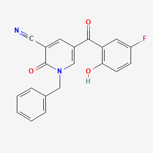 molecular formula C20H13FN2O3 B2942548 1-Benzyl-5-(5-fluoro-2-hydroxybenzoyl)-2-oxo-1,2-dihydropyridine-3-carbonitrile CAS No. 730981-96-1