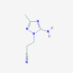 molecular formula C6H9N5 B2942549 3-Methyl-5-amino-1H-1,2,4-triazole-1-propanenitrile CAS No. 1072106-44-5