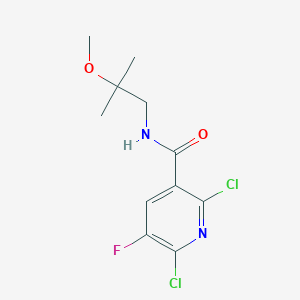 molecular formula C11H13Cl2FN2O2 B2942556 2,6-Dichloro-5-fluoro-N-(2-methoxy-2-methylpropyl)pyridine-3-carboxamide CAS No. 1436338-60-1